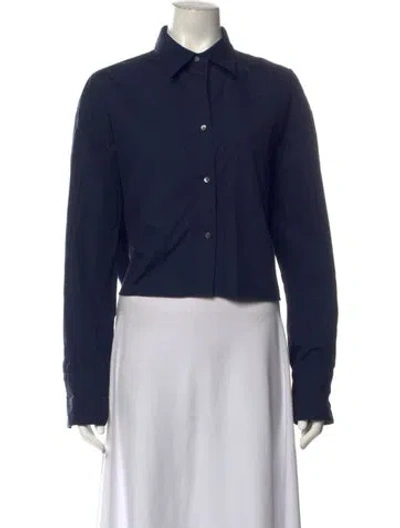 Pre-owned Twp Long Sleeve Button-up Top In Blue