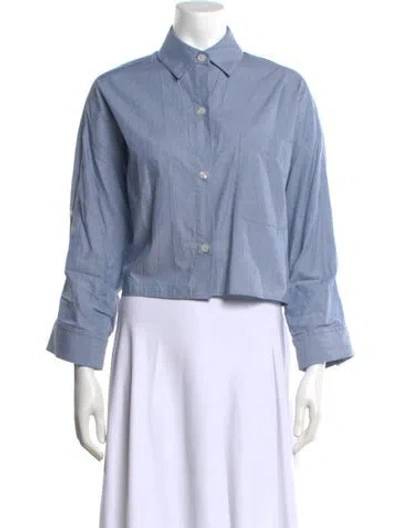 Pre-owned Twp Long Sleeve Button-up Top In Blue