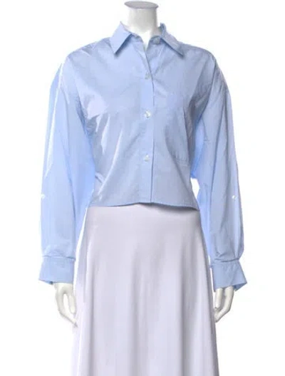 Pre-owned Twp Long Sleeve Button-up Top In Blue