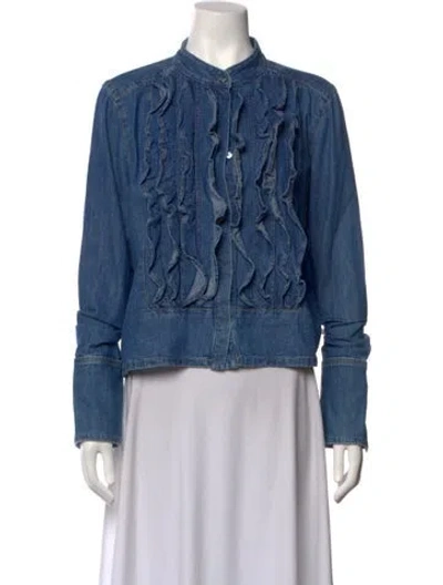 Pre-owned Twp Long Sleeve Button-up Top In Blue