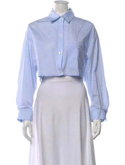 Pre-owned Twp Long Sleeve Button-up Top In Blue