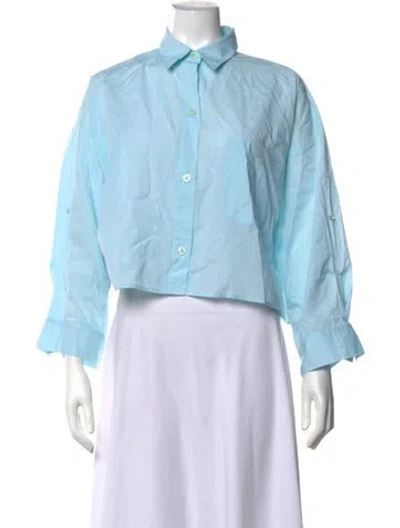 Pre-owned Twp Long Sleeve Button-up Top In Blue