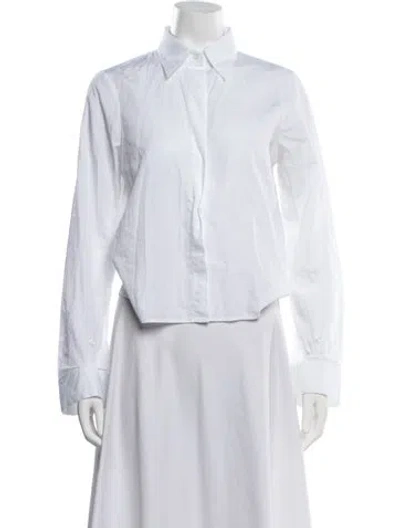 Pre-owned Twp Long Sleeve Button-up Top In Blue/white