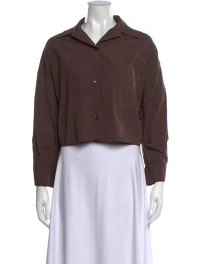 Pre-owned Twp Long Sleeve Button-up Top In Brown