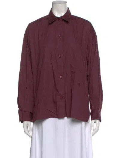 Pre-owned Twp Long Sleeve Button-up Top In Burgundy