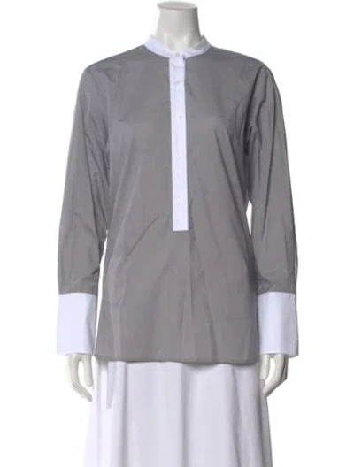 Pre-owned Twp Long Sleeve Button-up Top In Gray