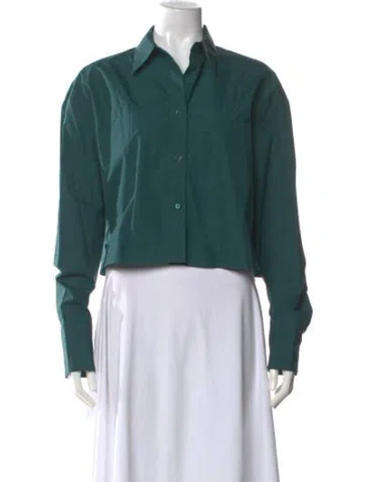 Pre-owned Twp Long Sleeve Button-up Top In Green