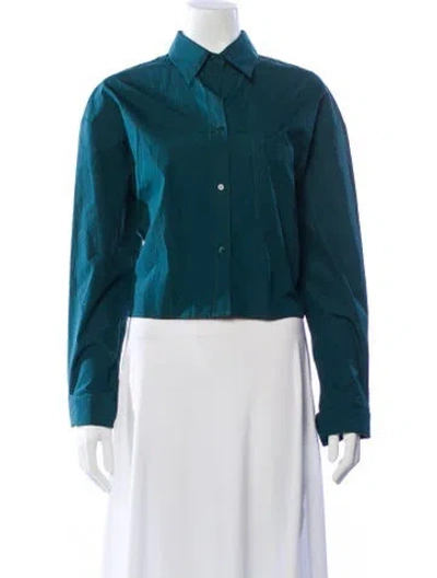Pre-owned Twp Long Sleeve Button-up Top In Green
