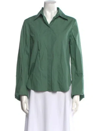 Pre-owned Twp Long Sleeve Button-up Top In Green