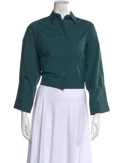 Pre-owned Twp Long Sleeve Button-up Top In Green