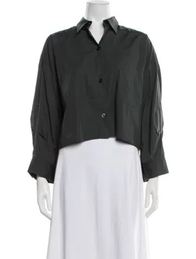 Pre-owned Twp Long Sleeve Button-up Top In Green