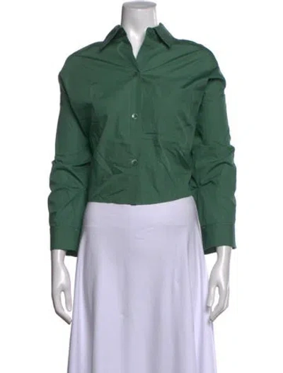 Pre-owned Twp Long Sleeve Button-up Top In Green