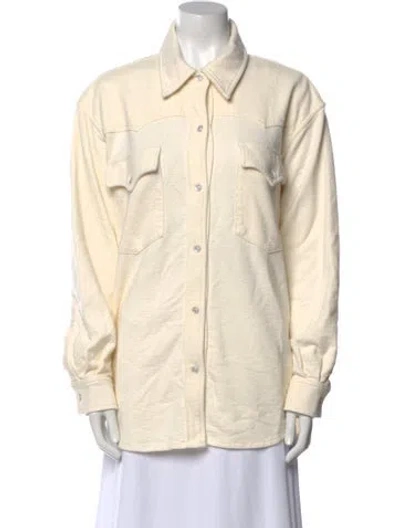 Pre-owned Twp Long Sleeve Button-up Top In Neutral