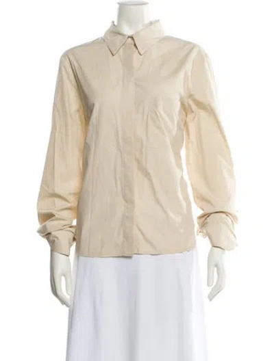Pre-owned Twp Long Sleeve Button-up Top In Neutral