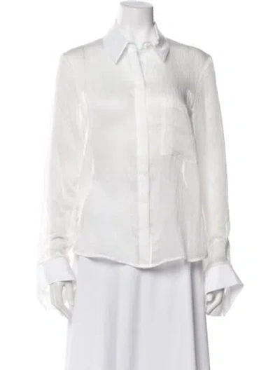 Pre-owned Twp Long Sleeve Button-up Top In Neutral