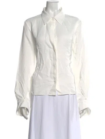 Pre-owned Twp Long Sleeve Button-up Top In Neutral