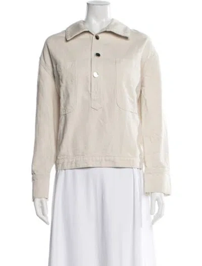 Pre-owned Twp Long Sleeve Button-up Top In Neutral