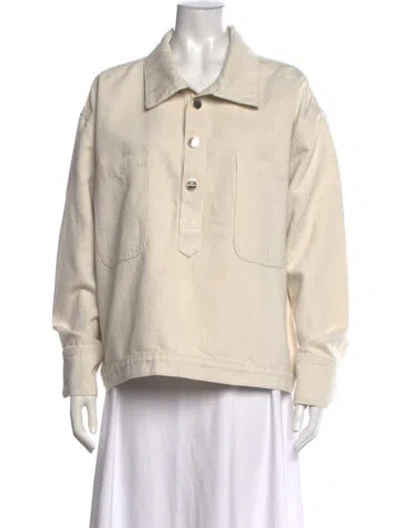 Pre-owned Twp Long Sleeve Button-up Top In Neutrals