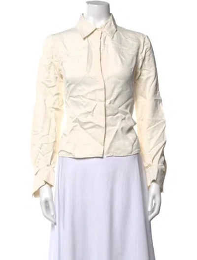Pre-owned Twp Long Sleeve Button-up Top In Neutrals