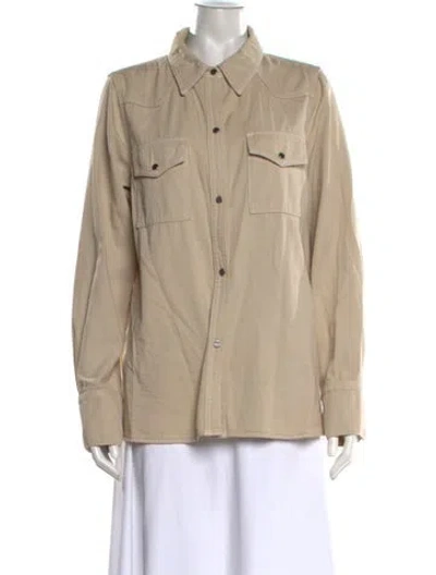 Pre-owned Twp Long Sleeve Button-up Top In Neutrals