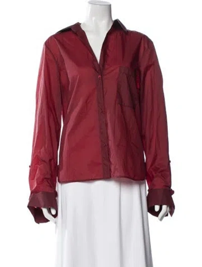 Pre-owned Twp Long Sleeve Button-up Top In Red