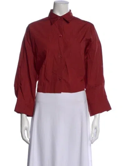 Pre-owned Twp Long Sleeve Button-up Top In Red