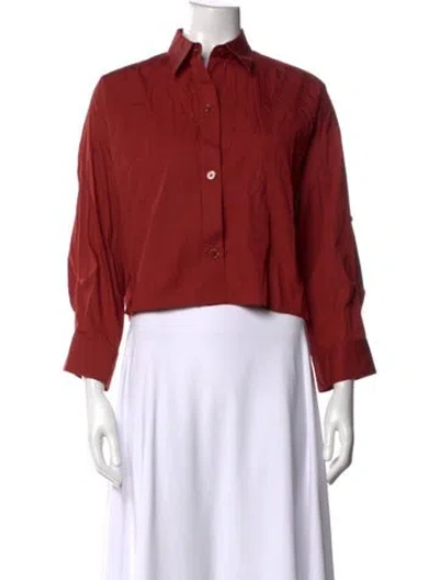 Pre-owned Twp Long Sleeve Button-up Top In Red