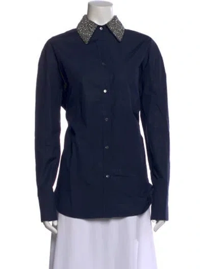 Pre-owned Twp Long Sleeve Button-up Top W/ Tags In Blue
