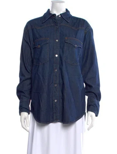 Pre-owned Twp Long Sleeve Button-up Top W/ Tags In Blue