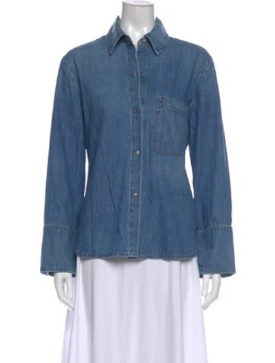Pre-owned Twp Long Sleeve Button-up Top W/ Tags In Blue