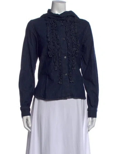 Pre-owned Twp Long Sleeve Button-up Top W/ Tags In Blue