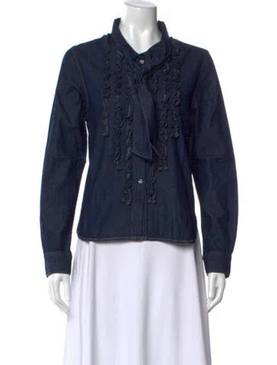 Pre-owned Twp Long Sleeve Button-up Top W/ Tags In Blue