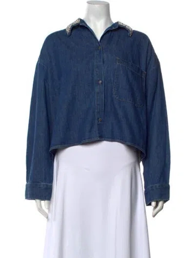 Pre-owned Twp Long Sleeve Button-up Top W/ Tags In Blue