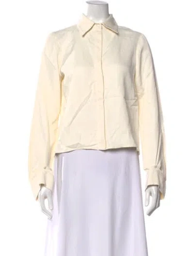 Pre-owned Twp Long Sleeve Button-up Top W/ Tags In Yellow