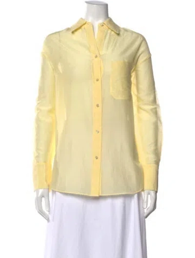 Pre-owned Twp Long Sleeve Button-up Top W/ Tags In Yellow