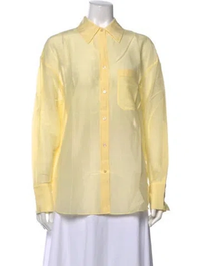Pre-owned Twp Long Sleeve Button-up Top W/ Tags In Yellow