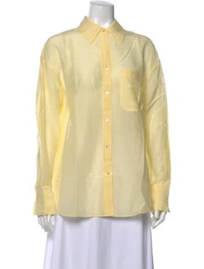Pre-owned Twp Long Sleeve Button-up Top W/ Tags In Yellow
