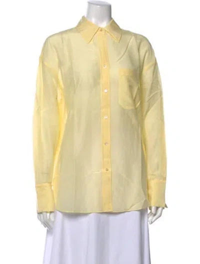 Pre-owned Twp Long Sleeve Button-up Top W/ Tags In Yellow