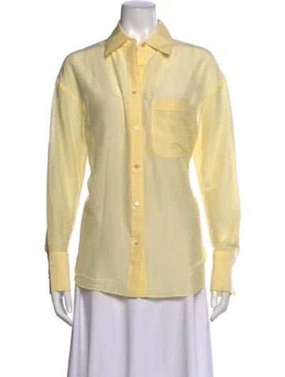 Pre-owned Twp Long Sleeve Button-up Top W/ Tags In Yellow