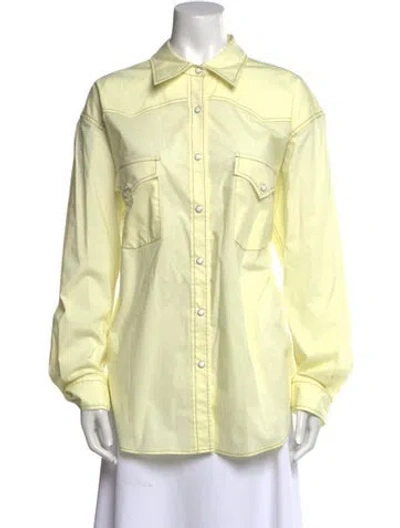 Pre-owned Twp Long Sleeve Button-up Top In Yellow