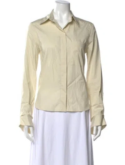 Pre-owned Twp Long Sleeve Button-up Top In Yellow
