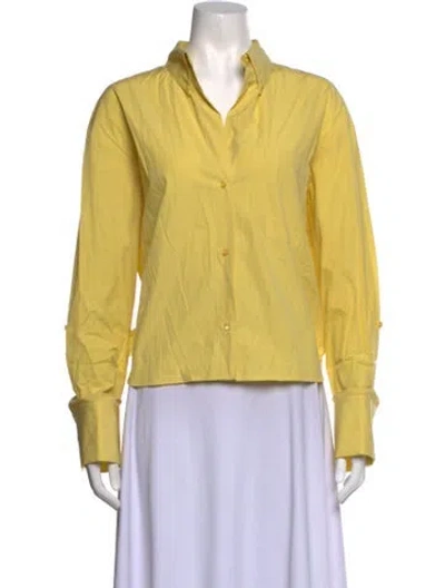 Pre-owned Twp Long Sleeve Button-up Top In Yellow