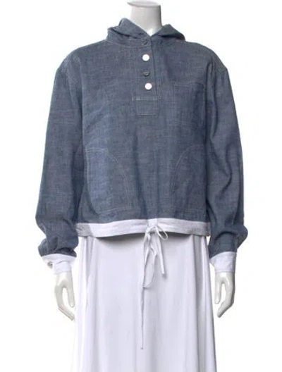 Pre-owned Twp Long Sleeve Hoodie In Blue