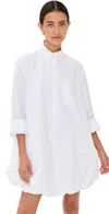 Twp Lunch At Loulou Long Sleeve Bubble Hem Mini Shirtdress In White