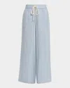Twp Main St. Washed Hemp Denim Wide-leg Pants In Blue
