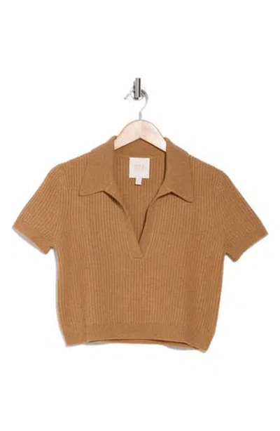Twp Margaux Johnny Collar Cashmere Top In Cognac