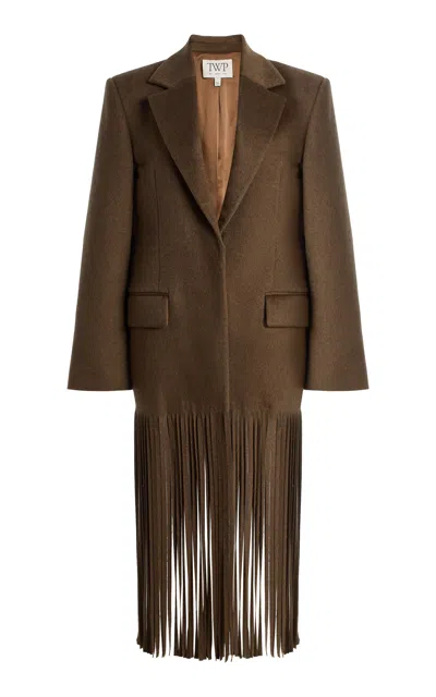 Twp Mattie Fringed Cashmere Coat In Brown