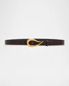 Twp Medium Leather Belt With Snake Buckle In Brown
