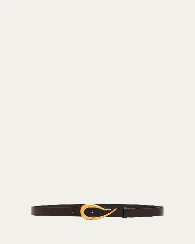 Twp Medium Leather Belt With Snake Buckle In Neutral