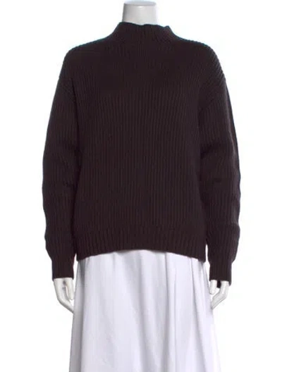 Pre-owned Twp Merino Wool Mock Neck Sweater In Brown